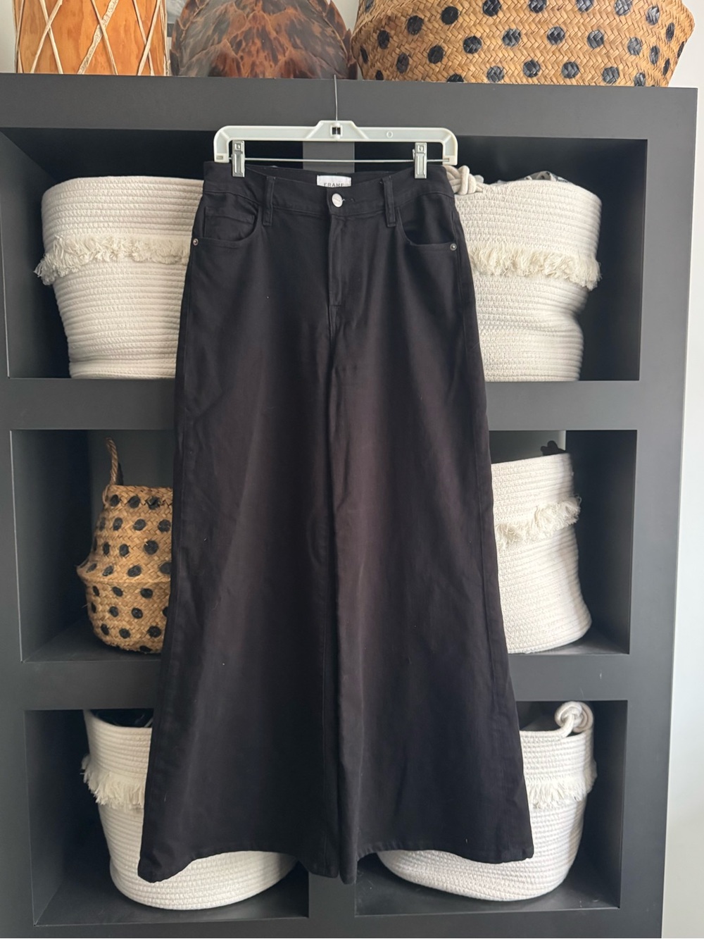 Frame Denim Black Wide-Leg Jeans